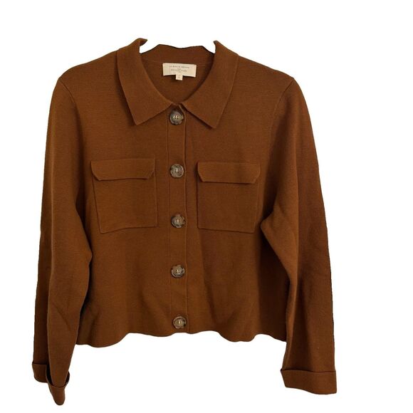 Sezane Sweaters - Sezane Betty Cardigan Large Hazelnut Brown Merino Wool Patch Pockets Sweater